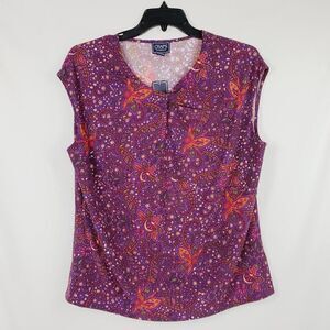 Chaps Womans Plus Size 2 2x Pink floral shirt Top NWT